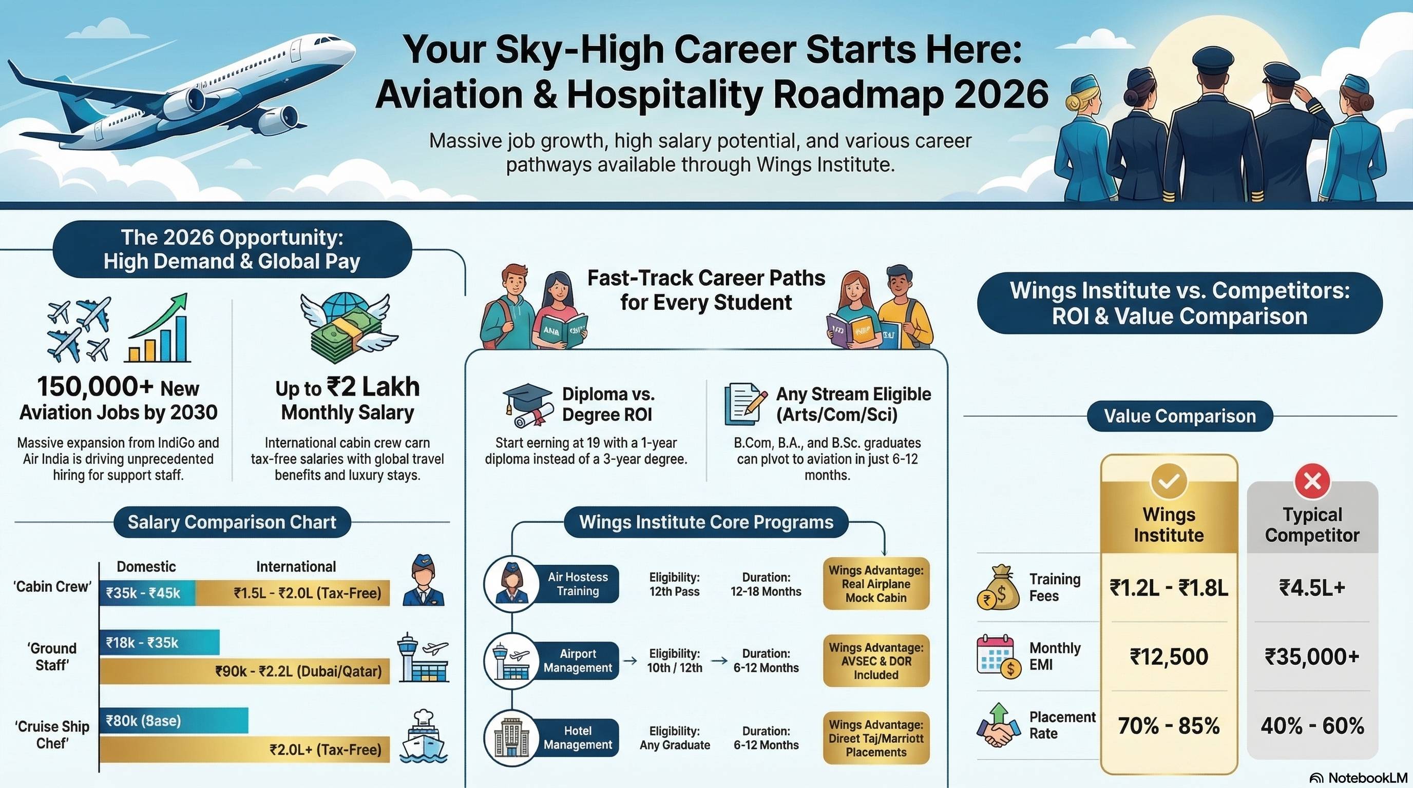 Career in Aviation Industry After Graduation 2026: 12 Job Roles, Salary, Eligibility & How to Start - Wings Institute Ground Staff guide
